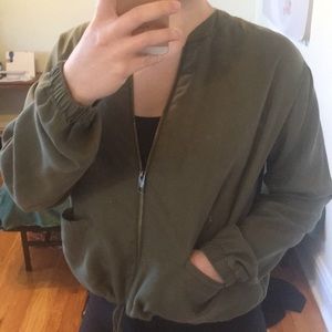 Green Utility Bomber Jacket by Who What Wear